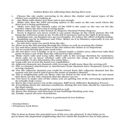 Drive test golden rules