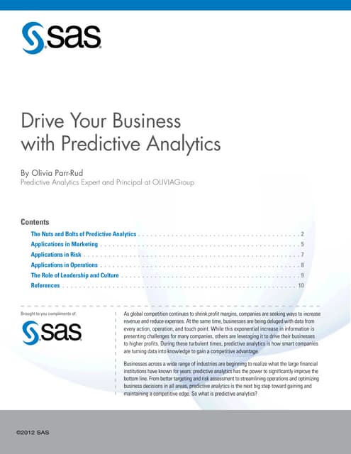 Drive your business with predictive analytics
