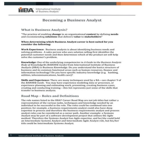 Driving Your BA Career Roles