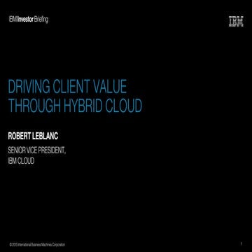 Driving client value through hybrid cloud - IBM