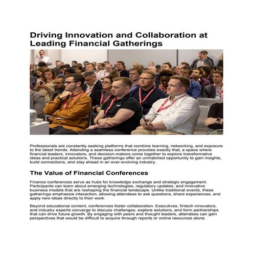 Driving Innovation and Collaboration at Leading Financial Gatherings | DOCX