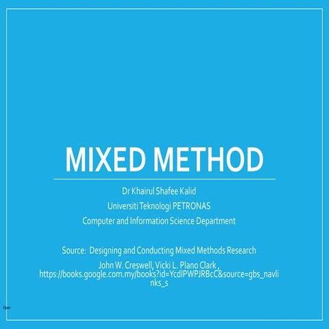 Mixed Method Research Methodology