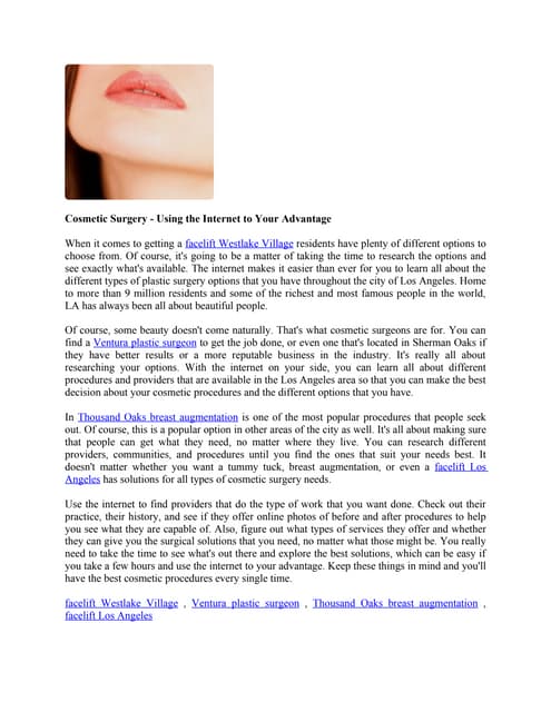 Cosmetic Surgery - Using the Intern...