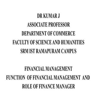 Functions of Financial Management and Role