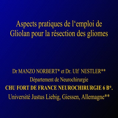 Dr manzo norbert chu fort de france and ulf nestler giessen . gliolan | PPT