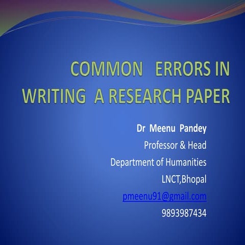 Common Errors in Writing a Research Paper