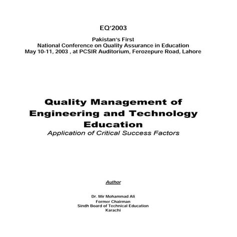 quality management of engineering and technology education application ...