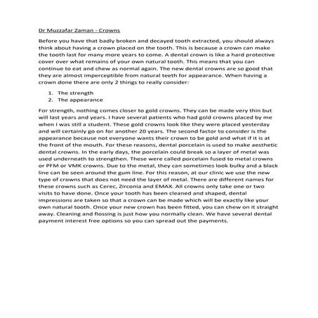 Dr Muzzafar Zaman - Crowns