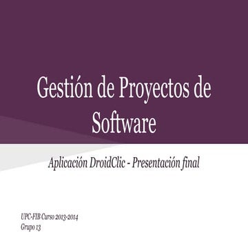 Gestión proyecto DroidClic android app