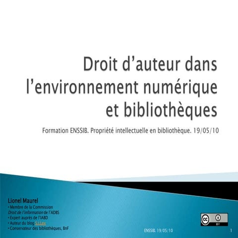 Droit d’auteur dans l’environnement numérique et bibliothèques