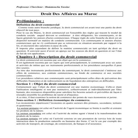 Droit des affaires au maroc | PDF
