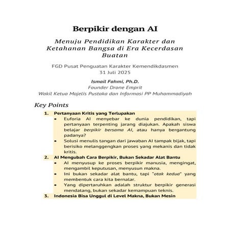 Berpikir dengan AI - Menuju Pendidikan Karakter dan Ketahanan Bangsa di Era K...
