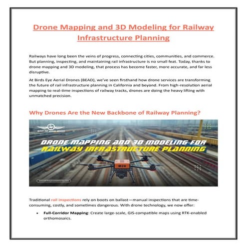 Drone Mapping and 3D Modeling for Railway Infrastructure Planning | PDF