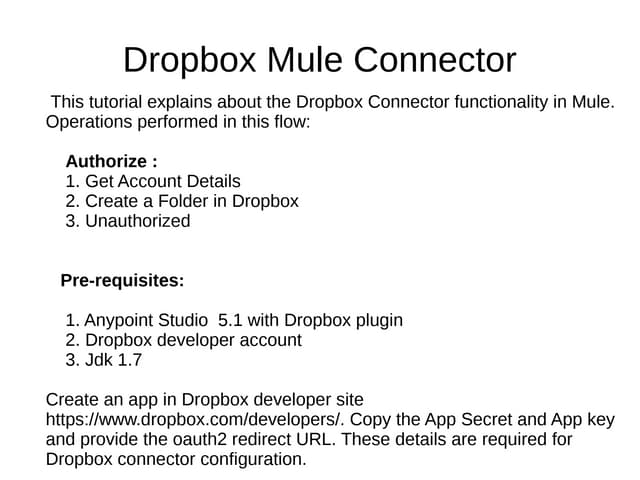 Mule ESB Dropbox connector