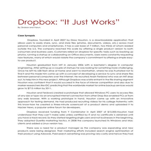 Dropbox it just works case study analysis