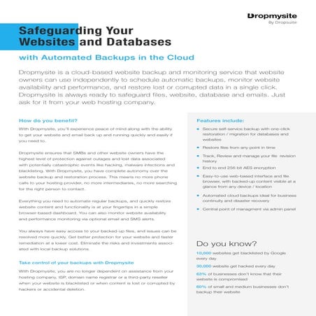 Dropsuite Datasheet for Dropmysite