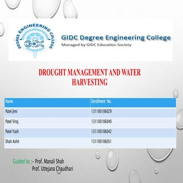 Drought management and water harvesting 