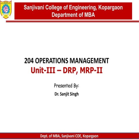 Operations Management - Material Requirements Planning