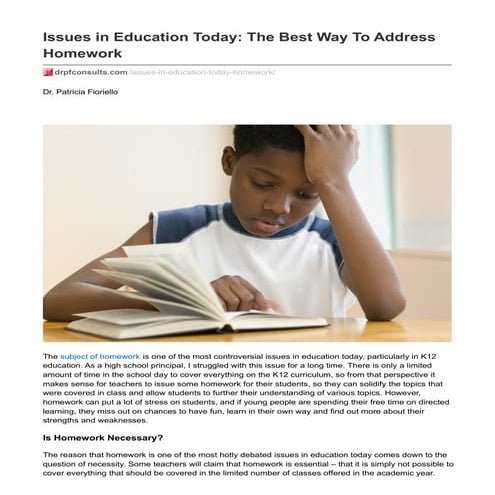 Issues In Education Today: The Best Way To Address Homework