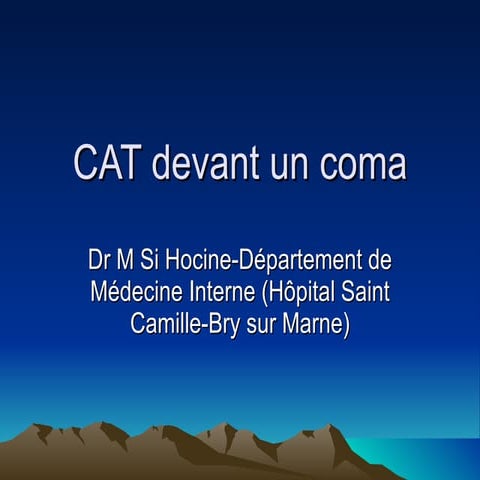 Dr Si Hocine Cat Devant Un Coma | PPT