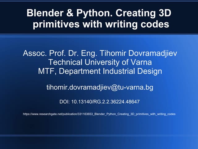 DrTAD Blender & Python. Creating 3D primitives with writing codes