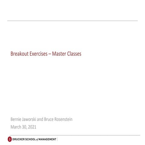 Drucker Master Class Day Breakout Exercises