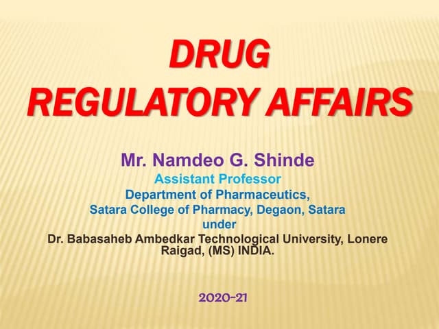 Drug Regulatory Affairs | PPT