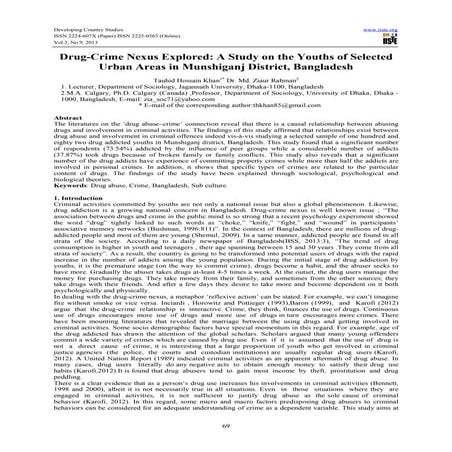 Drug crime nexus explored-a study on the youths of selected urban areas in mu...