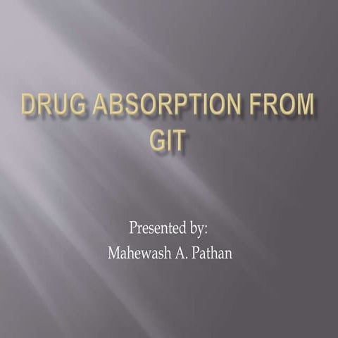 Drug absorption from GIT