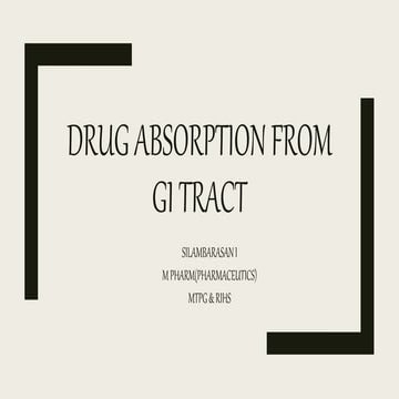 Drug Absorption from GI Tract