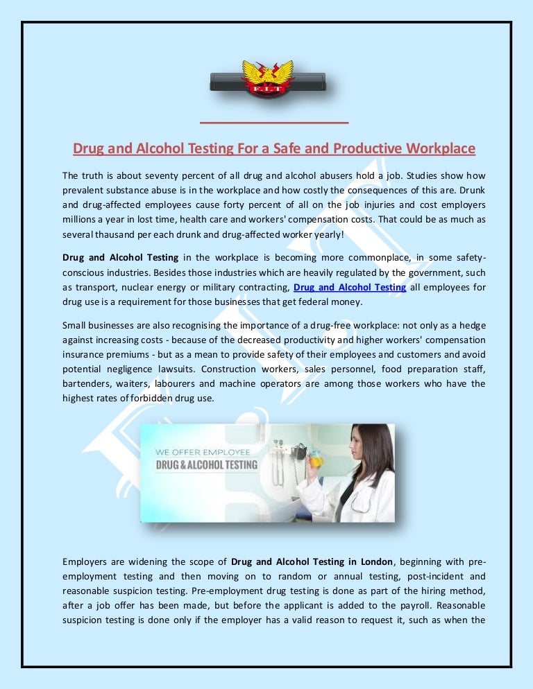 Drug and Alcohol Testing For a Safe and Productive Workplace