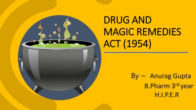 Drugs and magic Remedies, Act 1954 | PDF