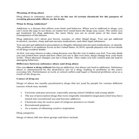 Drug and substance abuse topic three