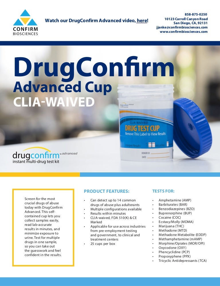 DrugConfirm Advanced CLIAWaived Urine Drug Test Cup