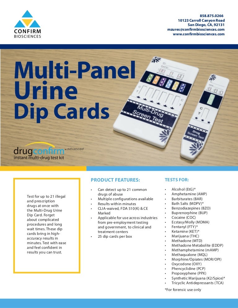 DrugConfirm Advanced Urine Drug Test Dip Cards