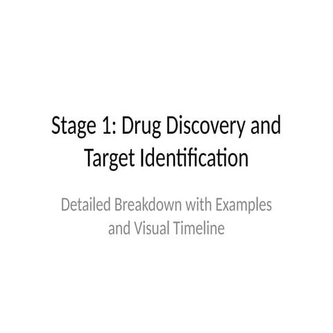 Drug Discovery with example stage 1 Process