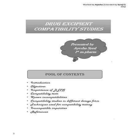 Drug excipient Compatibility