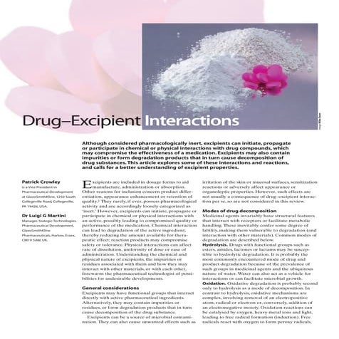 Drug excipientinteractions