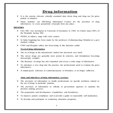 Drug information and poison information