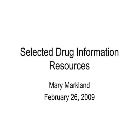 Drug Information Resources