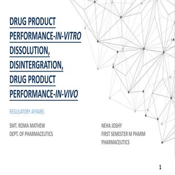 drug product performance in vitro & vivo