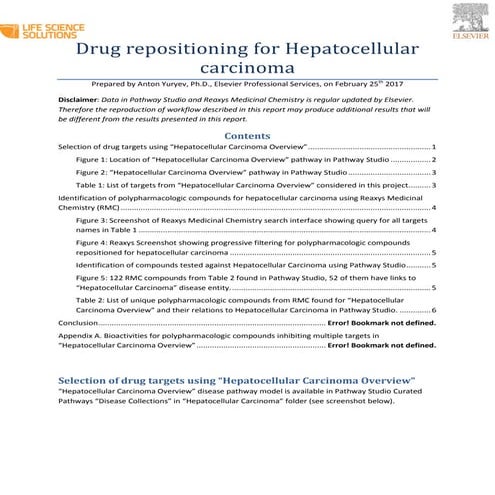 Drug repositioning for hepatocellular carcinoma