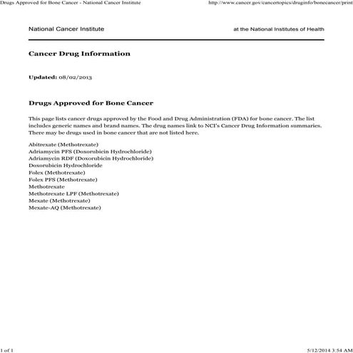 Global Medical Cures™ | Drugs approved for Bone Cancer