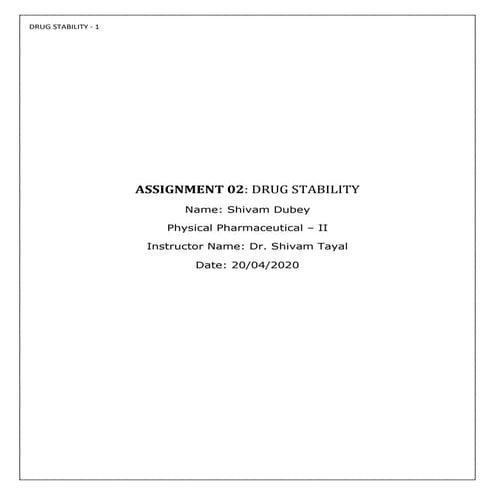 Drug Stabily Assignment - Shivam Dubey