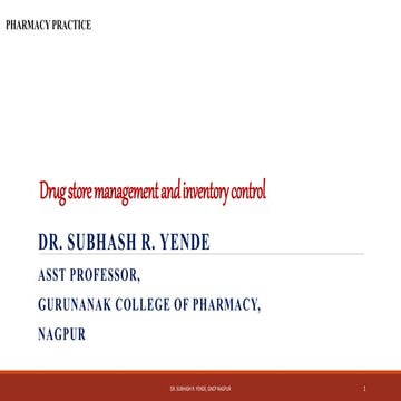 Drug Store Management and Inventory Control