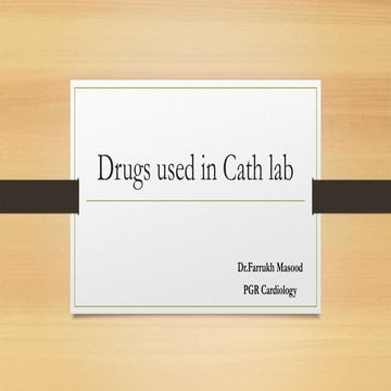 Drugs used in cath lab