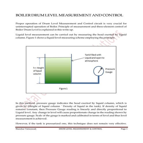 Boiler Drum level measurement in Thermal Power Stations
