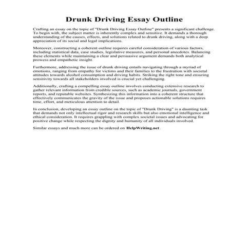 Drunk Driving Essay Outline