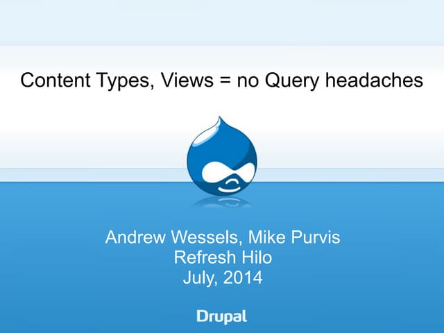 Drupal - Content Types, Views = No Query Headaches