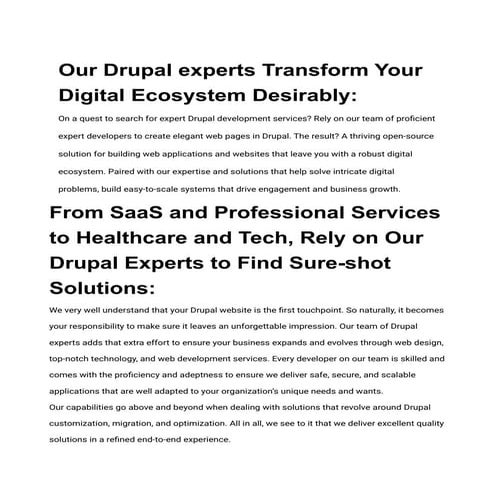 Drupal Web Development Services by Hapus Infotech | PDF